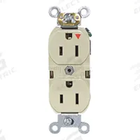 LEVITON Receptacle: Duplex, 5-15, Ivory, 125V AC, 15 A, 2 Pole / 3 Wire (MPN 5262-IGI)