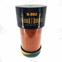 AIR SENTRY Hydraulic Tank Desiccant Breather: X Series, Silica Gel, 2 Micron Rating (MPN 095X502). Key specifications — attr1257370: Cartridge Replaceable; attr1257368: No Indicating Gauge; attr1257371: X Series; attr1257355: Check Valve Included; attr95771: 2; attr95774: High Humidity/High Dust Applications - Paper Mills; Mine Quarries; Steam-Cleaning Rooms.