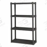 STERILITE Shelf Unit: 35 in x 15 in, 57 in Overall Ht, 4 Shelves, 50 lb Load Capacity per Shelf (MPN 01643V01). Key specifications — Resistance Properties: Corrosion-Resistant; Frame Material: Polypropylene; Shelving Material: Polypropylene; Brand: STERILITE.