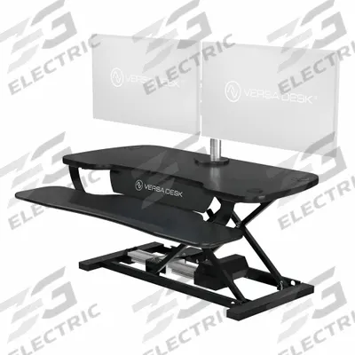 VERSADESK Standing Desk: Electronic, Black, Wood, 40 in Overall Wd - Electronic Standing Desk Converters
