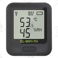 LASCAR WiFi Data Logging Sensor: 0%to 100% Relative Humidity Measured, -4°F to 140°F, -20°C to 60°C (MPN EL-WIFI-TH+). Key specifications — Interface: Wireless; Parameters Measured: Temperature °F; Brand: LASCAR; Features: View and Analyse Multiple Sensors, Including Graphing of Historic Data; Includes: Wall Mount Bracket; Software Options: Software Available Separately; Data Logger Type: Temperature.