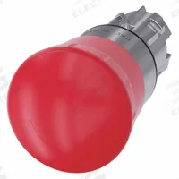 SIEMENS Mushroom Head Push Button: Red, 22 mm Mounting Size, Metallic, Maintained (MPN 3SU1050-1HB20-0AA0). Key specifications — Brand: SIEMENS; Action: Maintained; Series: 3SU; Push Button Material Type: Metallic.