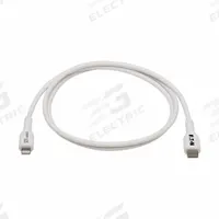 EATON TRIPP LITE Usb Cable: Type C End 1, Lightning End 2, White, 3.3 ft Lg, 2.0 USB Specification (MPN M102AB-01M-WH). Key specifications — attr1025998: Type C; attr126167: White; attr131764: EATON TRIPP LITE; attr1026008: PVC; attr1032475: USB Cable; attr1026001: Lightning.