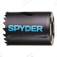 SPYDER Hole Saw: 1 1/4 in Saw Dia., 4/6 Teeth per Inch, 1 7/8 in Max. Cutting Dp, Bi-Metal (MPN 600070CF). Key specifications — attr1098070: 4/6; attr1098087: SPYDER; attr1098073: 3/8"-20.