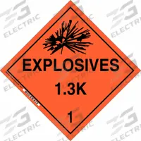 BRADY DOT Container Placard: Explosives 1.3 K 1, 10 3/4 in x 10 3/4 in, 10 3/4 in Label Ht, Placard (MPN 63324). Key specifications — Brand: BRADY; Message: Explosives 1.3 K 1.