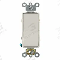 LEVITON Wall Switch: Rocker Switch, 4-Way, Maintained, Light Almond, 120/277V AC, 20 A (MPN 5624-2T). Key specifications — Illuminated: No; Voltage Rating: 120/277V AC.
