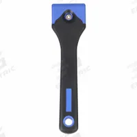 WESTWARD Scraper: Bld. Mat. Carbon Steel, Hdl. Mat. Polypropylene/TPR, Stiff, Straight Bld. Shape (MPN 13A696). Key specifications — attr1004902: WESTWARD; attr1016211: 14235; attr1012057: Full; attr1014703: Rubberized; attr1017570: Standard End; attr1029655: Straight; attr1034073: Bevel/ Offset.