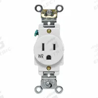 LEVITON Plugs and Receptacles: Single, 5-15, White, 125V AC, 15 A, 2 Pole / 3 Wire (MPN W5261-W)
