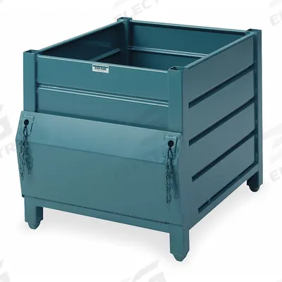 STEEL KING Bulk Container: 5 cu ft, 40 in x 48 in x 30 1/2 in, Lid Not Included, 4-Way Entry - Solid Steel Bulk Containers