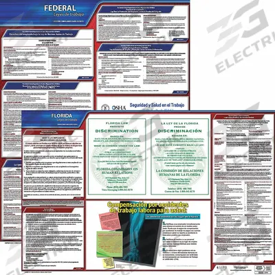 JJ KELLER Labor Law Poster: FL, Spanish, Plastic, 40 in x 24 in - State & Federal Labor Law Poster Sets
