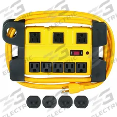 APPROVED VENDOR Outlet Strip: 8 Outlets, 12 ft Cord Lg, 1,050 J Rated Energy, 15 A Current, Yellow (MPN 52NY58). Key specifications — Brand: APPROVED VENDOR; Mounting Style: Keyhole.
