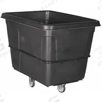 GRAINGER Cube Truck: 16 cu ft, 1,000 lb, 45 in L x 32 in W x 37 1/2 in H, (2) Rigid/(2) Swivel, Std (MPN 36FK96). Key specifications — Manufacturer Part Number: 36FK96; Brand: GRAINGER; Caster/Wheel Configuration: (2) Rigid; Color: Black.