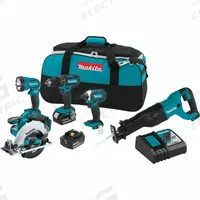 MAKITA Cordless Tool Combination Kit: 5 Tools, 18 V DC Volt, Battery Included, LXT®, LXT®, 4NNN2 (MPN XT505). Key specifications — attr1176460: Circular Saw.