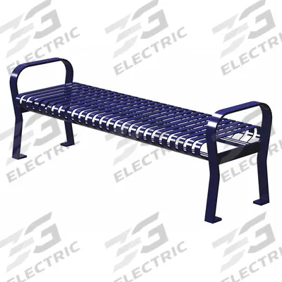 THOMAS STEELE Outdoor Bench: Carnival, 72 in Overall Lg, 18 in Overall Ht, Blue, Blue - Powder Coated Steel Benches