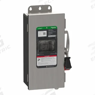 SCHNEIDER Safety Switch: Non-Fusible, 30 A, Three Phase, 600V AC/DC, Galvanized Steel - Non-Fusible Safety Switches