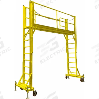 TRI-ARC Scaffold: Steel, 8.6 ft to 9.6 in, 24 in x 130 in - Refrigeration Truck Maintenance Scaffolds