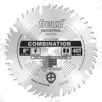 FREUD Circular Saw Blade: 8 in Blade Dia., 40 Teeth, 0.13 in Cut Wd, 5/8 in Arbor Size, Combo (MPN LU84M008). Key specifications — attr1116119: FREUD; attr1145631: Wood.