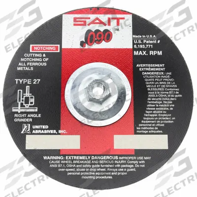 UNITED ABRASIVES-SAIT Depressed Center Cut-Off Wheel: Type 27, 9" x 0.09" x 5/8"-11, Aluminum Oxide - General Purpose Cut-Off Wheels for Carbon & Stainless Steel