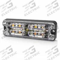 ECCO LED Directional Warrning Light: Perimeter Flashing Warning Light, Amber/Red, 1/2 in Overall Wd (MPN ED3511AR-WWG). Key specifications — Operating Voltage: 12-24V DC; Number of Flash Patterns: 69; Includes: Mounting Hardware; Electrical Connection: Blunt Cut Wires; Mount Type: Bolt; Brand: ECCO; Shape: Rectangular.