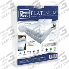 CLEANREST Mattress/Box Spring Protector: California King, White, Waterproof, Zipper Grip, Fabric (MPN 845168009614). Key specifications — Brand: CLEANREST; Cover Material: Fabric.