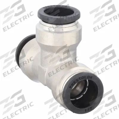 PARKER Push-Fit Tee Fitting: 1/2 in OD x 1/2 in OD x 1/2 in OD Size, Brass - Nickel-Plated Brass Tube Fittings