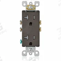 LEVITON Receptacle: Decorator Duplex, 5-20, Brown, 125V AC, 20 A, 2 Pole / 3 Wire (MPN T5825)