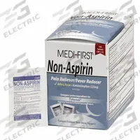 MEDI-FIRST Non-Aspirin Pain Relief: Acetaminophen, 325 mg, 50 Individual Doses, Tablet (MPN 80333). Key specifications — Purpose: Fever Reducer; Strength: Regular Strength; Manufacturer Part Number: 80333; Brand: MEDI-FIRST; Flavor: Unflavored; Dose Package Type: Packets; Exterior Package Type: Box; Format: Tablet.