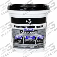 DAP Filler: Premium Wood Filler, 16 oz Container Size, Pail, White, Wood Filler (MPN 7079800550). Key specifications — Series: Premium Wood Filler; Color: White; Finishing Features: Sandable; Brand: DAP.