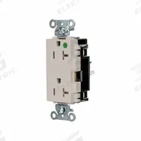 HUBBELL Receptacle: Hospital Grade, Decorator Duplex, 5-20R, Light Almond, 125V AC, 20 A (MPN HBL2182STLA)