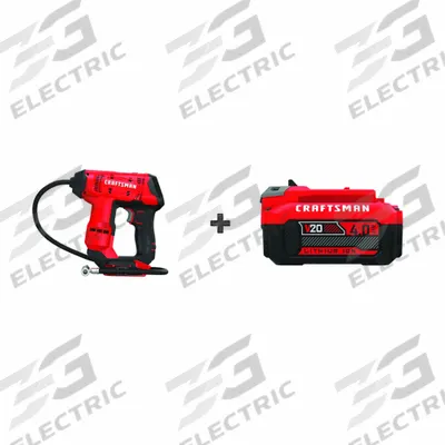 CRAFTSMAN Inflator: V20*, 150 psi Max., 21 in Hose Lg, Cordless, 4.0 Ah - Craftsman Inflators