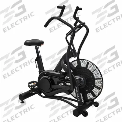 PROMAXIMA Air Bike: Multi-Grip Handlebars, Chain Drive, 49 in Overall Lg, 55 in Overall Ht - Upright Exercise Bikes