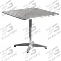 FLASH FURNITURE Patio Table: Gray, Metal, 27 1/2 in Overall Ht, 31 1/2 in Overall Wd, Aluminum, Gray (MPN TLH-053-3-GG). Key specifications — Frame Color: Gray; Frame Material: Aluminum; Tabletop Color: Gray; Tabletop Material: Metal.