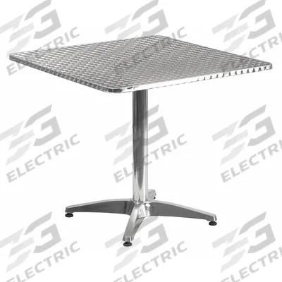 FLASH FURNITURE Patio Table: Gray, Metal, 27 1/2 in Overall Ht, 31 1/2 in Overall Wd, Aluminum - Square Top Patio Tables