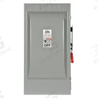 SIEMENS Safety Switch: Fusible, 200 A, Single Phase, 240V AC, Galvanized Steel, Indoor (MPN HF224J). Key specifications — Brand: SIEMENS.