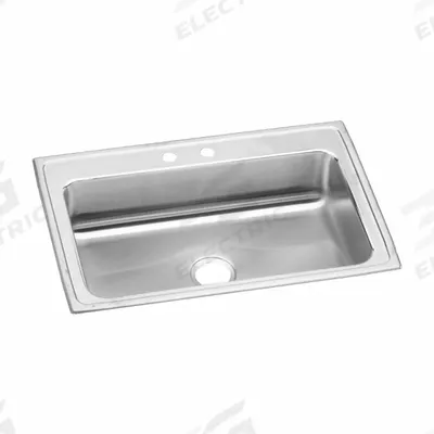 JUST MANUFACTURING Bowl Drop-In Sink: 33 in Overall Lg, 21 1/4 in Overall Wd - One-Bowl Counter-Mounted Kitchen & Bar Sinks without Faucets