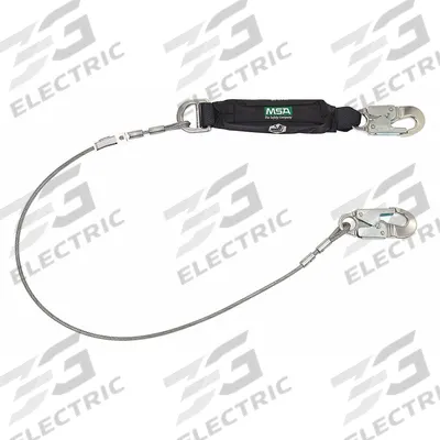 MSA Shock-Absorbing Lanyard: Shock Pack, Aluminum Snap Hook, Aluminum Snap Hook - General Fall Protection Shock-Absorbing Lanyards