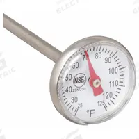APPROVED VENDOR Dial Pocket Thermometer: 25°F to 125°F, +/- 2°F, 5 in Stem Lg, Fahrenheit (MPN 23NU30). Key specifications — attr1280785: Fahrenheit; attr1275298: +/- 2°F; attr1275296: APPROVED VENDOR.