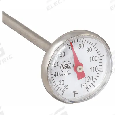 APPROVED VENDOR Dial Pocket Thermometer: 25°F to 125°F, +/- 2°F, 5 in Stem Lg - NSF-Rated Dial Pocket Thermometers
