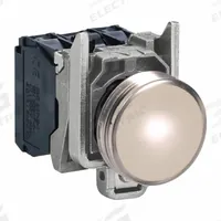 SCHNEIDER ELECTRIC Pilot Light: 22 mm Panel Mounting Size, White, LED, XB4 Series (MPN XB4BVM1). Key specifications — Series: XB4; Brand: SCHNEIDER; Includes Push-To-Test: No Push-To-Test Included.