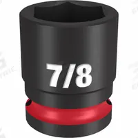 MILWAUKEE Standard Impact Socket: 1/2 in Drive Size, SAE, 7/8 in Socket Size, 6-Point, Std, Friction (MPN 49-66-6208). Key specifications — attr1215501: MILWAUKEE; attr1215515: Black Phosphate; attr1215518: 7/8 in.