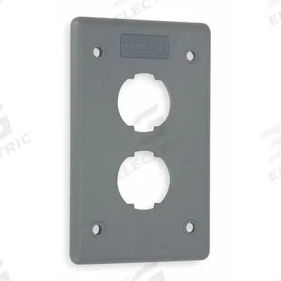 HUBBELL PREMISE WIRING Wall Plate: Gray, 1 Gang, 2 Port, Flat Module - Harsh Environment Wall Plates