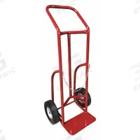 DAYTON Cylinder Hand Truck: 500 lb, Single, 1 Cylinder, 14 in W x 8 in D Nose Plate (MPN 4ZJ12). Key specifications — Brand: DAYTON; Color: Red; Securing Mechanism: Chain.