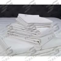 R & R TEXTILE Fitted Sheet: Queen, 80 in Overall Lg, 60 in Overall Wd, T250, White, Elastic Corner (MPN INT-108485). Key specifications — Color: White; Fabric Material: 55% Cotton; Thread Count: T250; Brand: R & R TEXTILE; Hem/Pocket Size: Flat Sheet - N/A; Sheet Color: White.