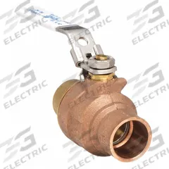 APOLLO Manual Two-Way Ball Valve: 1 1/2 in Size, Brass/Bronze, Straight, Sweat x Sweat, Two-Piece (MPN 77CLF20727A). Key specifications — Brand: APOLLO; Handle: Locking Lever.