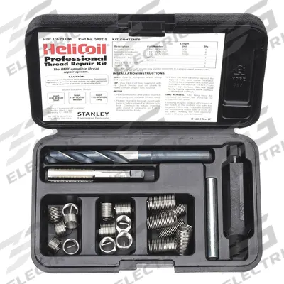 HELI-COIL Thread Repair Kit: Tanged Tang Style, Free-Running, M10-1 Thread Size - Insert & Tool Kits