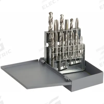 CHICAGO-LATROBE Drill Bit and Tap Set: 18 Pc - Drill Bit & Spiral-Point Tap Sets