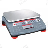 OHAUS Industrial Bench Scale: 9 in x 11 7/8 in, Not IP Rated, Integrated, Stainless Steel (MPN RC31P15). Key specifications — attr1341383: USB; attr1341384: 0.001 lb/0.5 g; attr1341400: OHAUS; attr1383935: Stainless Steel.