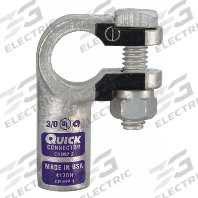 FUSION Battery Terminal: Right Elbow, Crimp, 3/0 ga, Purple Color, Negative - Right Elbow Alignment