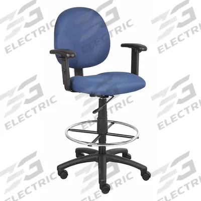 APPROVED VENDOR Drafting Chair: Blue, Fabric Material, Adj Arms Arm, 20 in Seat Wd - Adjustable-Arm Drafting Chairs