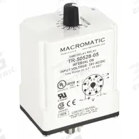 MACROMATIC Single Function Time Delay Relay: Socket Mounted, 24V AC/DC, 10 A, 8 Pins/Terminals (MPN TR-50528-05). Key specifications — Brand: MACROMATIC.